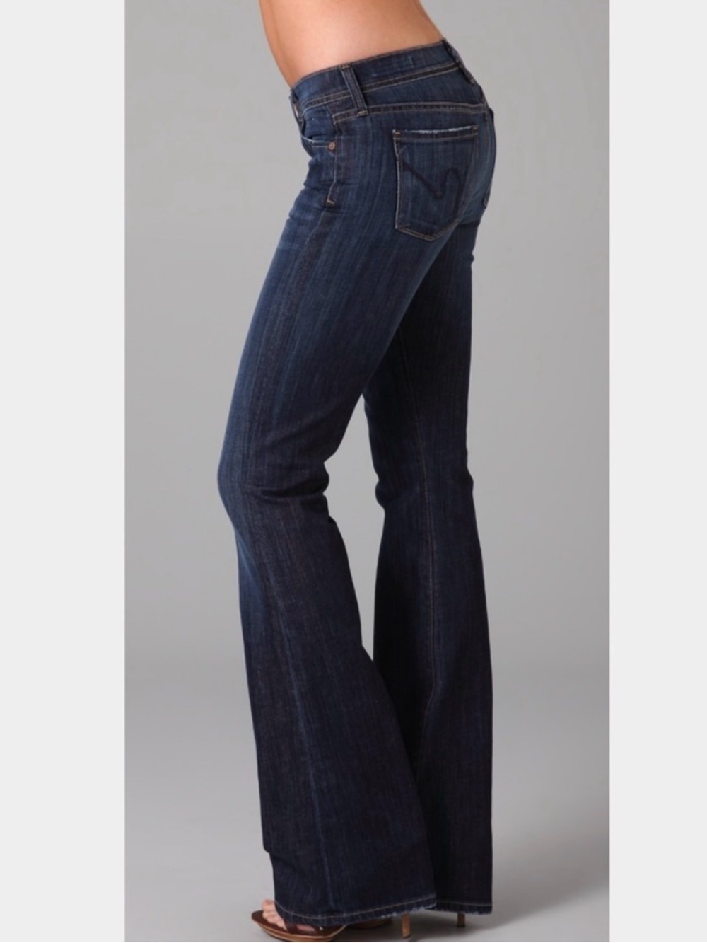 Citizens of Humanity Ingrid #002 Stretch Low Waist Flair Womens Dark Blue Jeans